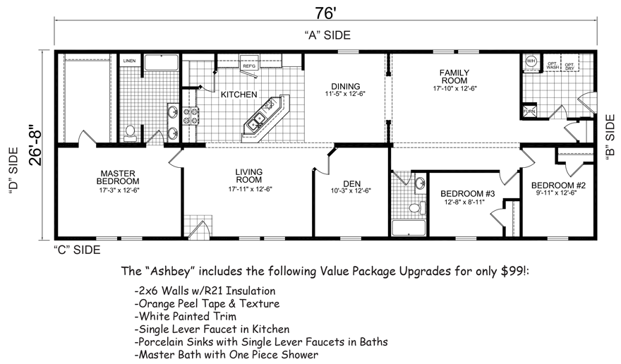 Ashbey 26 X 76 2027 Sqft Mobile Home Factory Expo Home Centers