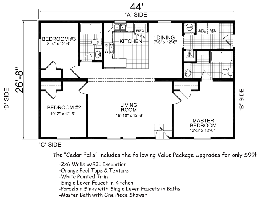 Cedar Falls 26 X 44 1173 Sqft Mobile Home Factory Expo